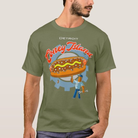 Detroit Pride Coney Island Hot Dog T-shirt (Voorkant)