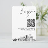 Detroit QR Code Bruiloft Kleine RSVP Informatiekaartje (Staand voorkant)