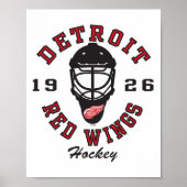 Detroit Red Wings Hockey Mask Gray Officially Lice Poster (Voorkant)