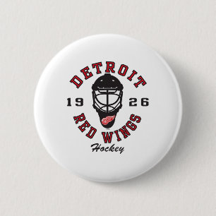 Detroit Red Wings Hockeymasker Grijs Officieel Gel Ronde Button 5,7 Cm