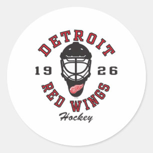Detroit Red Wings ijshockeymasker wit officieel ge Ronde Sticker