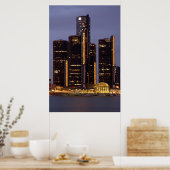 Detroit Renaissance Center at Dusk Poster (Keuken)