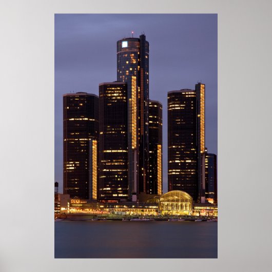 Detroit Renaissance Center at Dusk Poster (Voorkant)