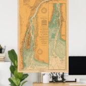 Detroit River Chart Map Poster (Thuiskantoor)