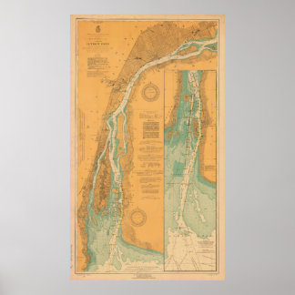 Detroit River Chart Map Poster