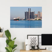 Detroit River Skyline Poster (Thuiskantoor)