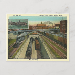  Detroit riviertunnel Briefkaart