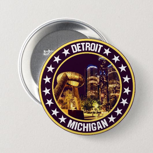 Detroit Ronde Button 7,6 Cm (Voorkant /achterkant)