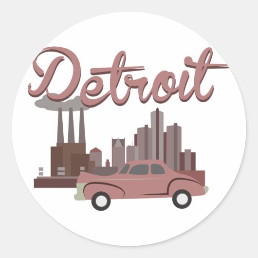 Detroit Ronde Sticker (Voorkant)