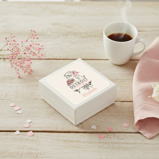 Detroit Roze Bloemen Custom Square Sticker