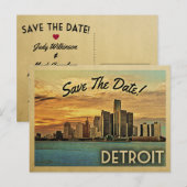 Detroit Save the Date Michigan Aankondigingskaart (Voorkant / Achterkant)