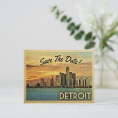 Detroit Save the Date Michigan Aankondigingskaart (Staand voorkant)