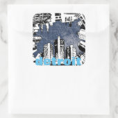 DETROIT schets & kaart ontwerp vierkante stickers (Tas)