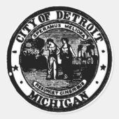 Detroit Seal Ronde Sticker (Voorkant)