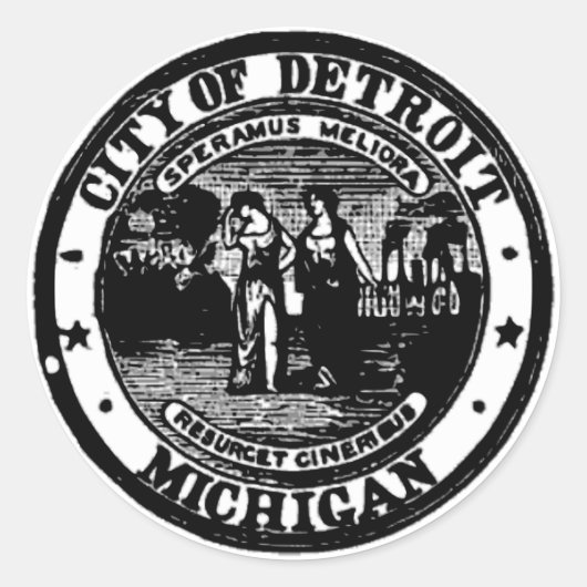 Detroit Seal Ronde Sticker (Voorkant)