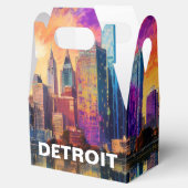 Detroit Silhouet Abstracte Kunst Bedankdoosjes (Geopend)