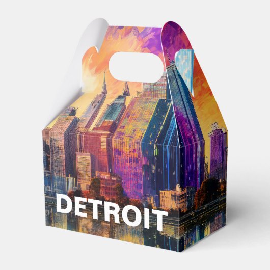 Detroit Silhouet Abstracte Kunst Bedankdoosjes (Voorkant Zijde)