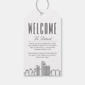 Detroit Silhouet | Welkomstbericht Cadeautags Cadeaulabel (Voorkant)