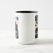 Detroit Silhouet Zwart en Wit Houtsnede Winter Mok (Midden)