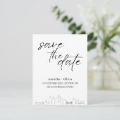 Detroit Silhouette MINIMALIST Save The Date Kaart (Staand voorkant)
