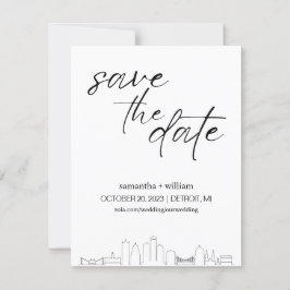 Detroit Silhouette MINIMALIST Save The Date Kaart