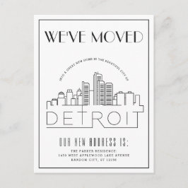 Detroit Silhouette Moderne Deco Nieuw Adres Aankondigingskaart