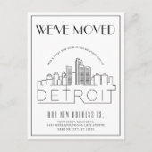 Detroit Silhouette Moderne Deco Nieuw Adres Aankondigingskaart (Voorkant)