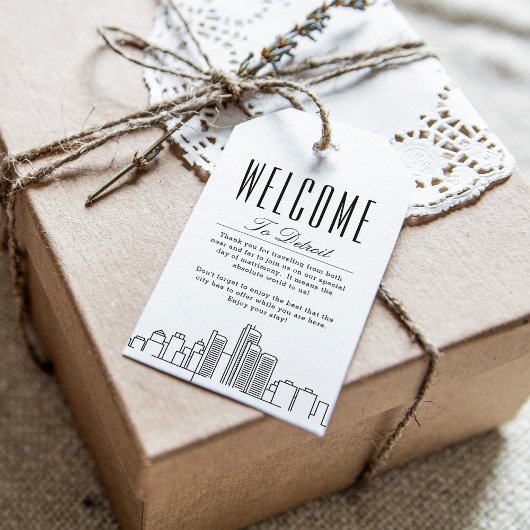 Detroit Silhouette | Welkomstbericht Cadeautags Cadeaulabel
