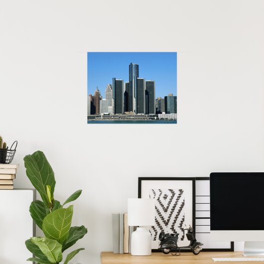 Detroit Skyline 4 Poster (Thuiskantoor)