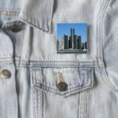 Detroit Skyline 4 Vierkante Button 5,1 Cm (In situ)