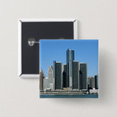 Detroit Skyline 4 Vierkante Button 5,1 Cm (Voorkant /achterkant)