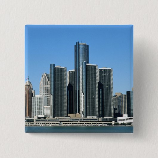 Detroit Skyline 4 Vierkante Button 5,1 Cm (Voorkant)