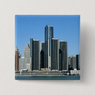 Detroit Skyline 4 Vierkante Button 5,1 Cm