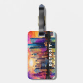 Detroit Skyline Abstracte kunst Bagagelabel (Achterkant verticaal)