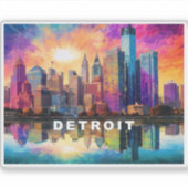 Detroit Skyline Abstracte kunst Sticker (Voorkant)