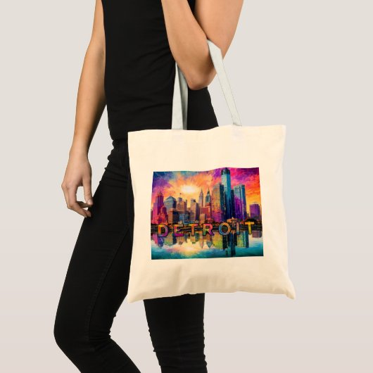 Detroit Skyline Abstracte kunst Tote Bag (Voorkant (product))