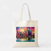 Detroit Skyline Abstracte kunst Tote Bag (Achterkant)