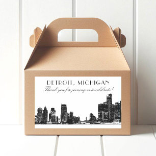 Detroit Skyline Art Deco Dank U Huwelijk Rechthoekige Sticker