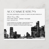 Detroit Skyline Art Deco Trouwaccommodaties Informatiekaartje (Voorkant)