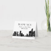 Detroit Skyline Art Deco Wedding Monogram Bedankkaart (Voorkant)