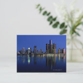 Detroit Skyline bij nacht Briefkaart (Staand voorkant)