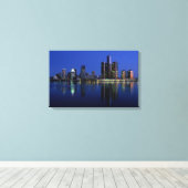 Detroit Skyline bij nacht Canvas Afdruk (Insitu (Houten vloer))