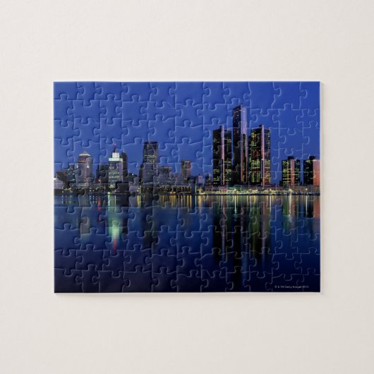 Detroit Skyline bij nacht Legpuzzel (Horizontaal)