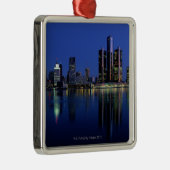 Detroit Skyline bij nacht Metalen Ornament (Rechts)