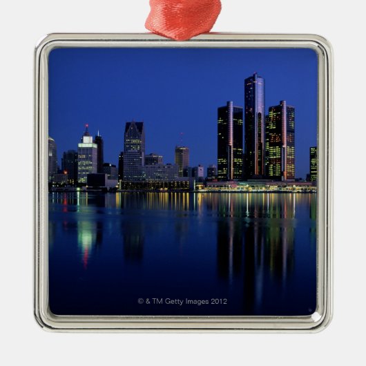 Detroit Skyline bij nacht Metalen Ornament (Voorkant)
