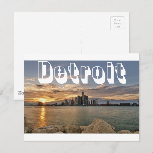 Detroit Skyline Briefkaart (Voorkant / Achterkant)
