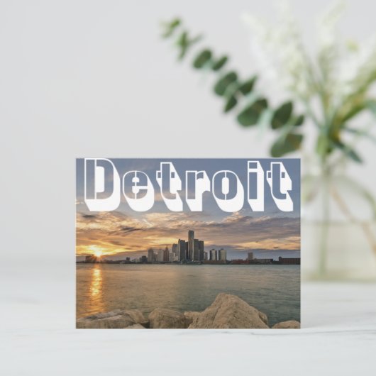 Detroit Skyline Briefkaart (Staand voorkant)