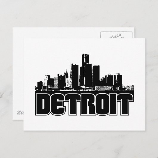 Detroit Skyline Briefkaart (Voorkant / Achterkant)