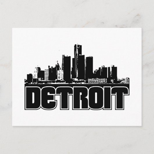 Detroit Skyline Briefkaart (Voorkant)