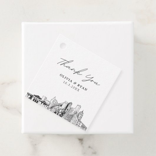 Detroit Skyline bruiloft Bedankjes Labels (In situ)